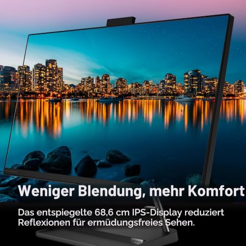 Lenovo IdeaCentre All-in-One 3 PC | 27" Full HD Display | AMD Ryzen 5 7430U | 16GB RAM | 1TB SSD | AMD Radeon Grafik | Windows 11 | Schwarz | Ink. USB Tastatur-Maus | 3 Monate Premium Care