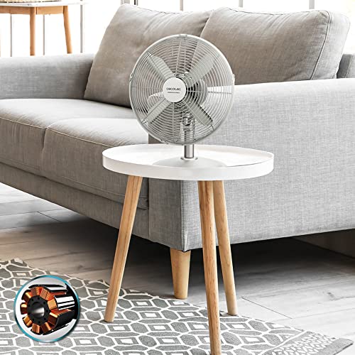 Cecotec Tischventilator EnergySilence 610 SteelDesk, 40 W | 30 cm Durchmesser, 4 Aerodynamikflügel, 3 Geschwindigkeiten, Oszillation, Edelstahl-Design