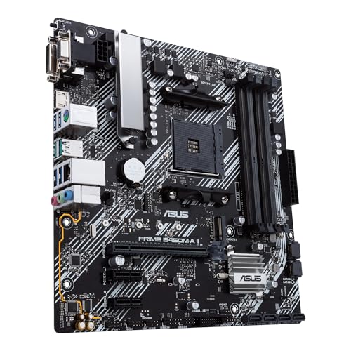 Asus Prime B450M-A II Mainboard Sockel AM4 | mATX, AMD Ryzen, DDR4-Speicher, M.2, SATA 6Gbit/s, USB 3.1 Gen 2 Typ-A. Aura Sync
