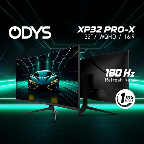 ODYS XP32 PRO-X 32 Zoll WQHD Curved Gaming Monitor, 180 Hz | 1ms MPRT, 1500R Krümmung, FreeSync kompatibel, HDR, 400 cd/m², 121% sRGB Farbraum, Eye Care, 2x HDMI 2.1, 2x Displayport 1.4