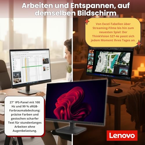 Lenovo Kompletter Business-Computer ThinkCentre mit 27 Zoll Ultra Slim Monitor | Intel Core i5 8500 | DP USBC | 16 GB | 512GB | Webcam Win 11 Pro MS Office 2021 Pro Garantie 36 Monate (überholt)