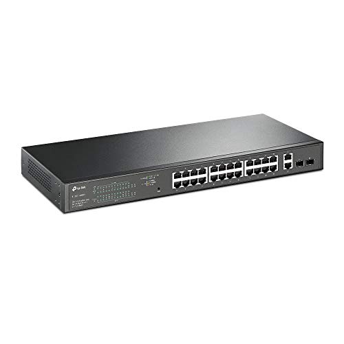 TP-Link TL-SG1428PE 28-Port Gigabit Easy Smart Switch mit 24 PoE+ Ports(2SFP Slots, 250 Watt, geschirmte RJ-45 Ports, einfache Konfiguration, ideal für kleine und mittlere Unternehmen) Schwarz