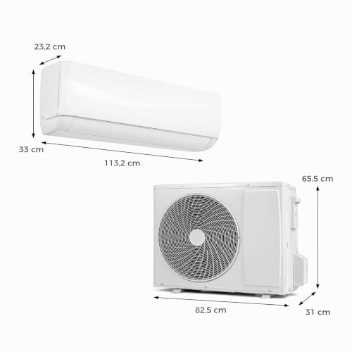 GYMAX Split Klimaanlage 24000 BTU (6,5 kW), Klimagerät mit Heizfunktion & App, Klimasplittgeräte leise mit Kältemittel R32 & Montagematerial, Air Conditioner für Räume bis zu 110m²