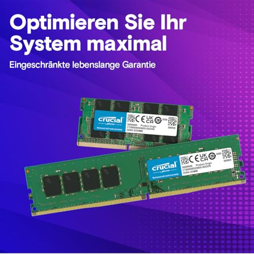 Crucial DDR4 RAM 32GB Kit (16GBx2) 3200MHz CL22, PC Computer Arbeitsspeicher, (auch 2933MHz / 2666MHz) - CT2K16G4DFRA32A