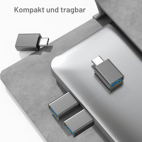 USB C auf USB Adapter 4-Pack, Thunderbolt 4 5 USBC Stecker zu USB Buchse OTG Adapter, Typ A Stick Konverter Zubehör für Apple MacBook Pro Air, iPhone 16e 15 Max, iPad, Samsung Galaxy S24 S25