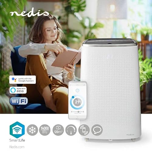 Nedis WIFIACMB1WT14 Klimaanlage - WLAN - 14000 BTU - 120 m³ - Entfeuchtung - Android™ / IOS - Energieklasse: A - 3-Geschwindigkeitsstufen - 65 dB - Weiss