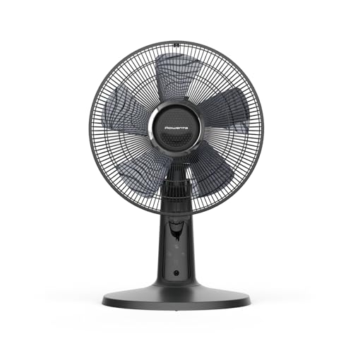 Rowenta Turbo Silence Extreme+ Tischventilator, Schwarz VU2750 | 32 dB(A), leistungsstarker Luftstrom bis 7,5 m, 5 Geschwindigkeiten & 2 Modi, 120° Oszillation, Fernbedienung, Farbe: Schwarz