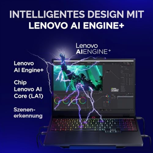 Lenovo Legion 5 Gen 10 Gaming-Laptop IA 15,1 Zoll WQXGA OLED (Intel Core i7-13650HX, NVIDIA GeForce RTX 5070, 32 GB RAM, 1 TB SSD, Wi-Fi 7, ohne Betriebssystem), spanische RGB-Tastatur, Schwarz