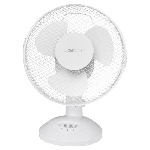 Clatronic® Ventilator mit Schwenkfunktion | Ventilator leise 2 Stufen | Ø 23 cm | Tischventilator 30W | Fan | Tischventilator sehr leise | VL 3601 weiß