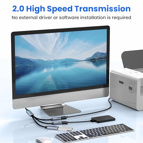 Seminer USB C Splitter 3 Port mit USB-Adapter für die Datenübertragung