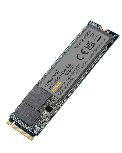Intenso MI500 500 GB NVMe SSD, M.2 Interne SSD PCIe 4.0, Solid State Drive | Bis zu 5300 MB/s Lesen, 3D NAND Flash mit SLC-Cache, idealer Speicher für PS5, PC und Laptop, 300 TBW Schreibausdauer