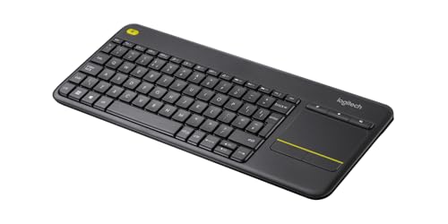 Logitech K400 Plus Kabellose TV-Tastatur mit Touchpad | 2.4 GHz Unifying USB-Empfänger, Multimedia-Tasten, Windows/Android/ChromeOS, Schweizer QWERTZ - Schwarz