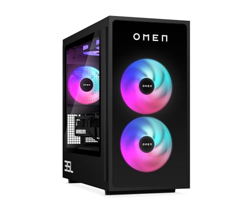 HP Omen GT16-0278ng 35L Gaming Desktop PC, AMD Ryzen 7 8700F, 32 GB DDR5-SDRAM, 2 TB SSD, NVIDIA GeForce RTX 5070 Ti, Tower PC, Windows 11 Home, Schwarzes Metall mit Glas Blende