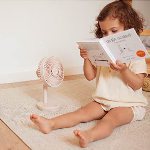 Newlux - Tischventilator USB Windpure Desk W300 mit 4 Gelängen, schwenkbarer Kopf, Lithium-Akku bis zu 50 min. Leiser Schreibtischventilator (<30 dB) für Büro, Zuhause oder Camping (Koralle)