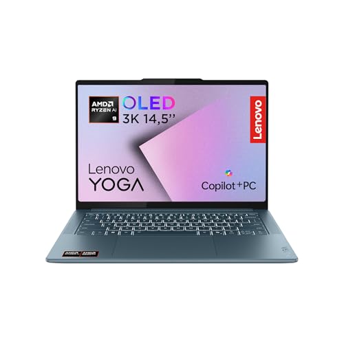 Lenovo Yoga Pro 7 Laptop | Copilot+PC | 14.5" 3K OLED Display | AMD Ryzen AI 9 365 | 32GB RAM | 1TB SSD | AMD Radeon GPU | Win11 Pro | QWERTZ Beleuchtet | Tidal Teal | 3 Monate Premium Care