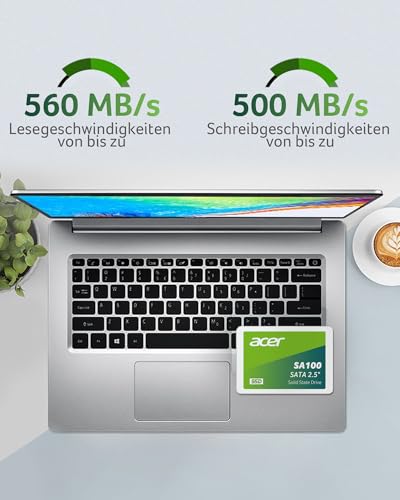 acer SA100 960GB SATA 6Gb/s 2,5 Zoll SSD – bis zu 560 MB/s Lesen & 500 MB/s Schreiben, interne Festplatte für Laptop PC - stoßfest & leise, ideal als System-Upgrade