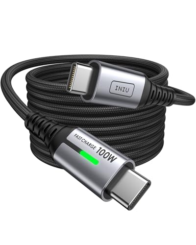 INIU USB C Kabel, 2m 100W PD3.0 Schnellladekabel USB C auf USB C Ladekabel | Nylon Geflochten, Ladekabel USB-C Ladegerät für iPhone 18 17 16 Pro Samsung Galaxy S26 S25 Pixel 10 iPad Air Pro MacBook usw.