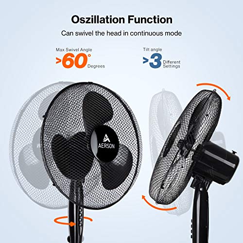 TRESKO AERSON Standventilator 40cm | Ventilator höhenverstellbar bis 120cm