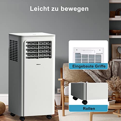 SHINCO 7000 BTU Mobiles Klimagerät(2,05kW), Kühlen&Ventilieren&Entfeuchten, Raumgröße bis 54m³(18㎡), Mobile Klimaanlage mit Abluftschlauch und Ablaufschlauch, Schlafmodus