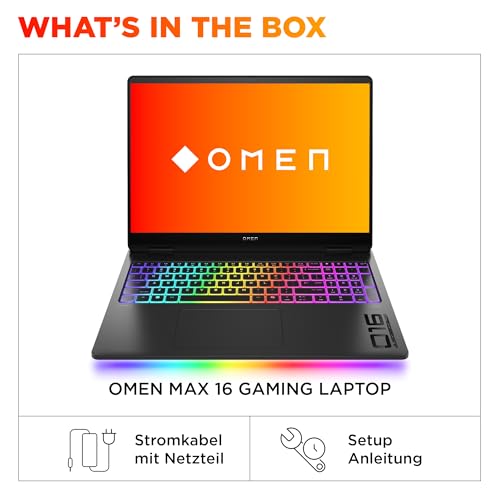 HP Omen MAX 16 Laptop, AMD Ryzen AI 7 H 350, RTX 5070 Ti, 32GB RAM, 1TB SSD | Windows 11 High-End Gaming Laptop mit 16" 240Hz WQXGA-Display, FreeSync Premium, Wi-Fi 7, RGB-Tastatur, QWERTZ, Shadow Black