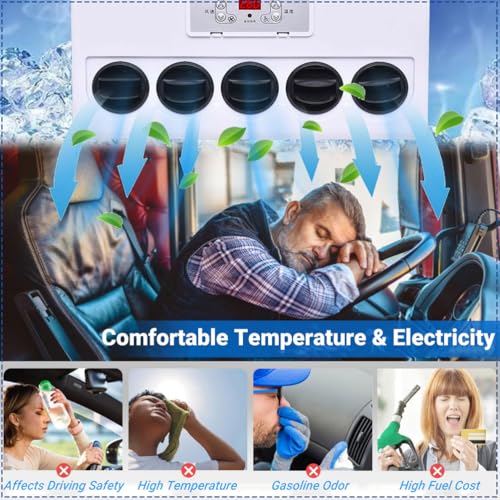 Mini Split Klimagerät, 12V Elektrisches Kühlgerät mit leisem Betrieb und intelligenter Frequenzumwandlung für Wohnmobile, LKW und Anhänger