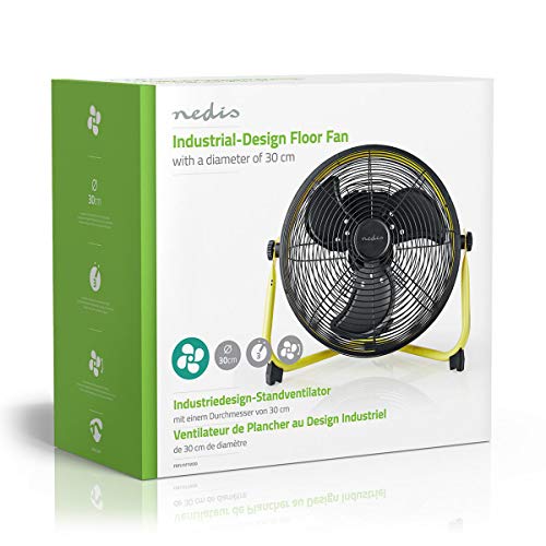 NEDIS Bodenventilator - 300 mm - 3-Geschwindigkeitsstufen - Kippbar - Gelb/Schwarz