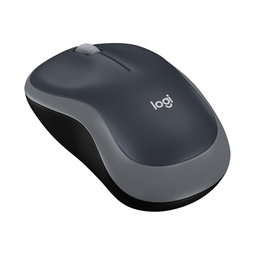 Logitech M185 Kabellose Maus, 2,4 GHz mit USB-Nano-Empfänger | 12 Monate Batterielaufzeit, 1000 DPI Optical Tracking, Für Links- und Rechtshänder, Kompatibel mit PC, Mac, Laptop - Grau