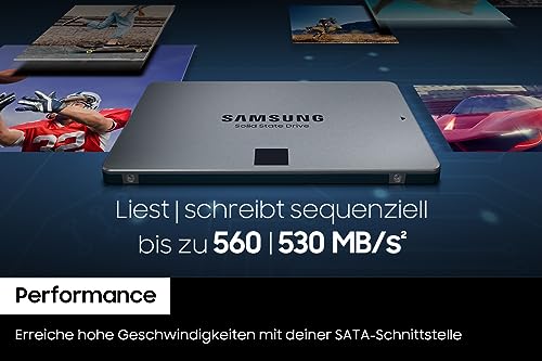 Samsung 870 QVO SATA III 2,5 Zoll SSD, 4 TB, 560 MB/s Lesen, 530 MB/s Schreiben, Interne SSD, schnelle Festplatte als Ersatz für HDD, MZ-77Q4T0BW