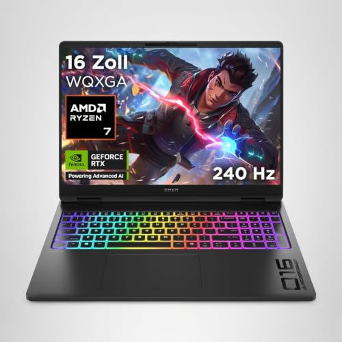 HP Omen MAX 16 Laptop, AMD Ryzen AI 7 H 350, RTX 5070 Ti, 32GB RAM, 1TB SSD | Windows 11 High-End Gaming Laptop mit 16" 240Hz WQXGA-Display, FreeSync Premium, Wi-Fi 7, RGB-Tastatur, QWERTZ, Shadow Black