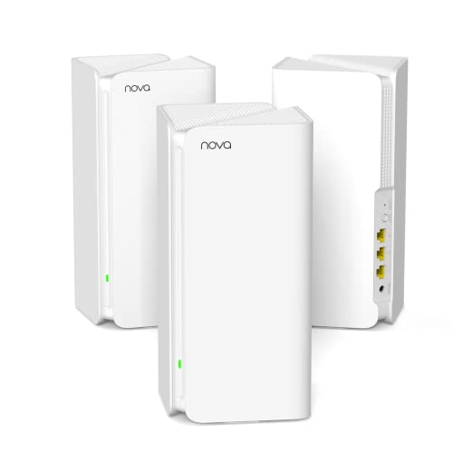 Tenda Nova MX15-Pro Mesh WLAN WiFi 6 System-AX5400 Dualband WLAN Mesh WiFi 6 System, empfohlen für Häuser mit 4-6 Schlafzimmern, 9*Gigabit Port–Ersetzt Router & Repeater–Kompatibel Mit Alexa, 3Pack