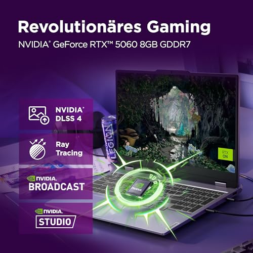 Lenovo LOQ Gaming AI Laptop | 15.6" Full HD 144Hz | NVIDIA GeForce RTX 5060 8GB | Intel Core i7-13650HX | 32GB RAM | 1TB SSD | Win11 | QWERTZ | RGB-beleuchtete Tastatur | Grau | 3 Monate GamePass