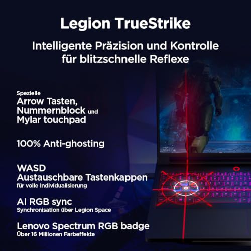 Lenovo Legion Pro 7i Gaming AI Laptop | 16" WQXGA 240Hz OLED Display | Intel Core Ultra 9 | 64GB RAM | 1TB SSD | NVIDIA GeForce RTX 5080 | Windows 11 | QWERTZ | AI Chip LA3 | 3 Monate GamePass