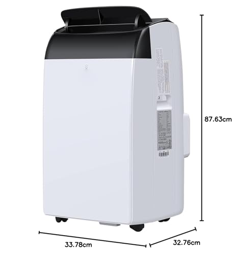 Mobile klimaanlage,12000 BTU Mobiles Klimagerät mit Abluftschlauch 4 in-1 Mobile Klimaanlage Silent <52 dB+ Fernbedienung | Fenster-Installationsset |24h-Timer Ideal für Haus/BüRo
