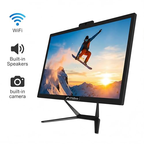 STGSivir All in One PC, 21.5" FHD Display, Core i5, 16G RAM, 512G SSD | PC All in One, WLAN, BT 5.0, Webcam, Win11 Pro, Schwarz, AIO PC für Zuhause & Büro