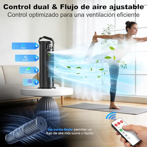 Mobile Klimaanlage – Mini Klimaanlage mit Kühl- und Befeuchtungsfunktion, Wassernebel-Technologie, 4 einstellbare Timer-Stufen, 120° schwenkbarer Luftauslass, für Zuhause, Büro, Schlafzimmer,Schwarz