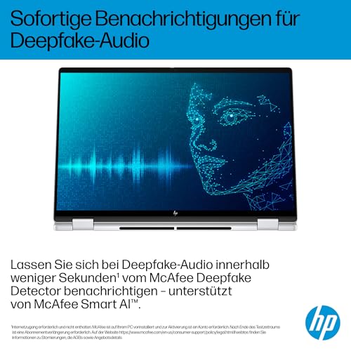 HP OmniBook X Flip, 16" 3K, Intel Core Ultra 7, 32GB RAM, 1TB SSD | Copilot+ Premium 2-in-1 Laptop mit großem 3K-Touchdisplay für Kreativarbeit, Business und Multitasking, QWERTZ, Silber