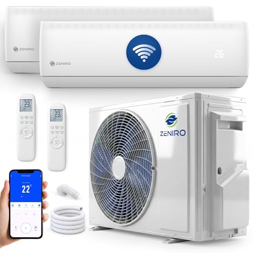ZENIRO Klimaanlage Multi Split Klimagerät Set Air Conditioner mit Heizfunktion (2x 2,6kW (jeweils bis 45 m²) | Außen: 5,3kW)