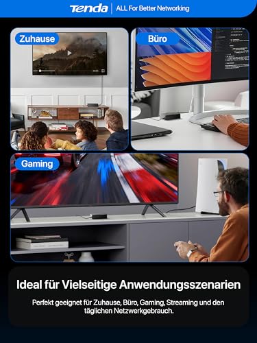 Tenda SG105 LAN Switch 5 Port Gigabit Switch Mini Netzwerk Switch, LAN Hub | Plug-and-Play LAN Verteiler, Unmanaged Ethernet Switch, Lüfterlos, Schwarz