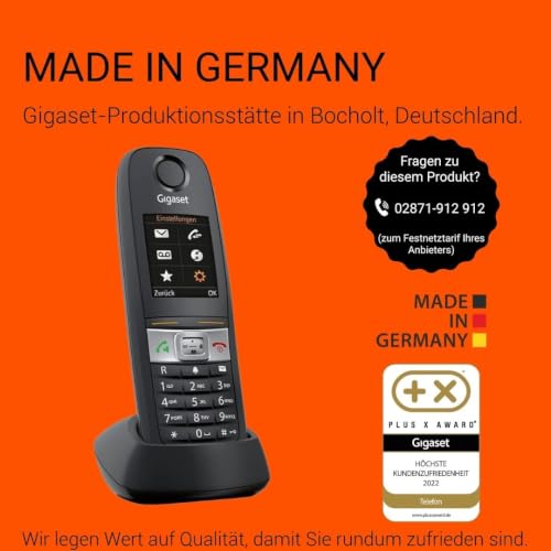 Gigaset E630 - Robustes Schnurloses DECT-Telefon - Mobilteil für Werkstatt - stossfest, staubresistent & wasserabweisend (IP65) - Vibrationsalarm - Lautstärkeregelung, schwarz [Deutsche Version]