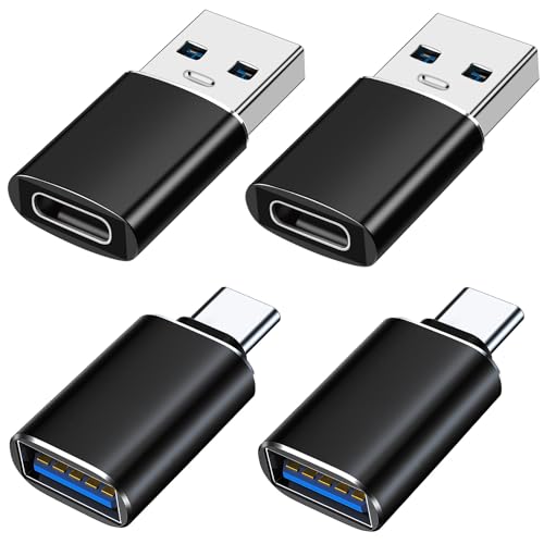 USB auf USB C Adapter 4 Stück, USB C Buchse auf USB 3.0 Stecker Adapter x2 | USB A Buchse auf USB C Stecker Adapter x2, Kompatibel mit MacBook iPhone 17/16/15 iPad Samsung Galaxy S25 S24 A36 A16 Laptop