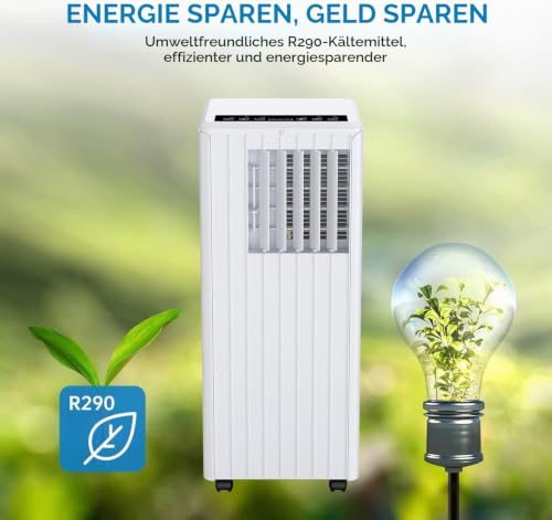 GarveeHome Mobile Klimaanlage 7000 BTU, 3-in-1 Klimagerät Mit Abluftschlauch, Leise, Digitaldisplay, Fernbedienung, 24h-Timer, Fenster-Installationsset, Für Räume Bis 15m² PLUS