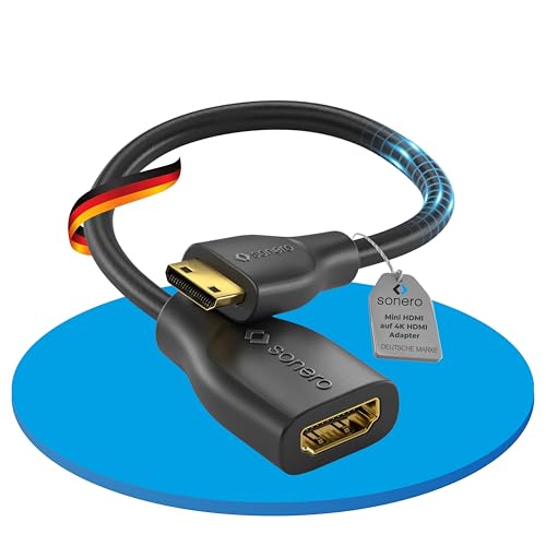 Sonero Mini HDMI auf HDMI Adapter, 4K Portsaver, C Stecker A Buchse, 0,15 m | Premium High Speed Adapter mit zweifacher Abschirmung und PVC-Mantel für stabile Bild- und Tonübertragung