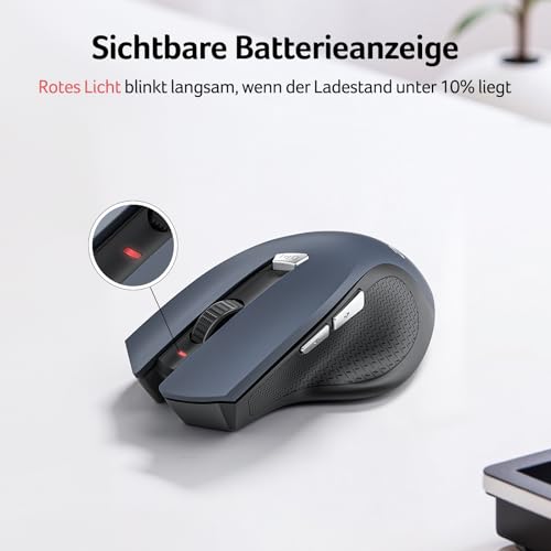 acer Maus Kabellos, 2.4GHz 1600 DPI Funkmaus, 3 Einstellbare DPI Wireless Mouse mit 6 Tasten, Batteriebetriebene Kabellose Maus für Laptop, PC und MacBook, Empfohlen für Rechtshänder