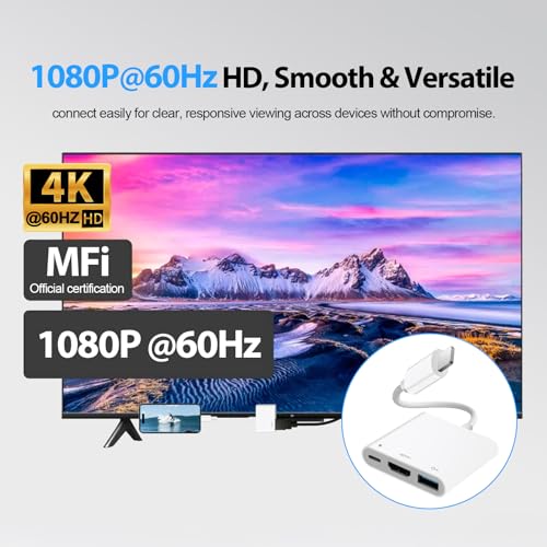 [Apple MFi-Zertifiziert] Digital AV Adapter Hub 3-in-1 für iPhone und iPad