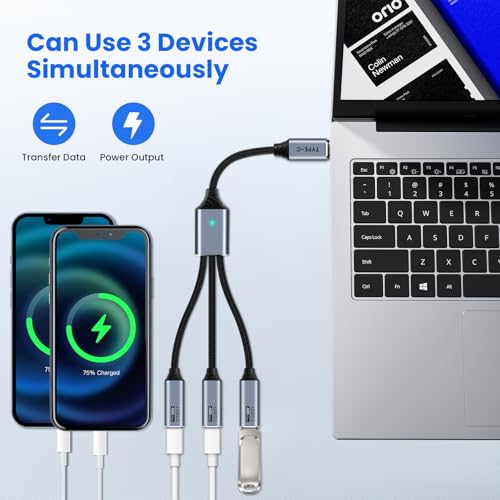 Seminer USB C Splitter 3 Port mit USB-Adapter für die Datenübertragung