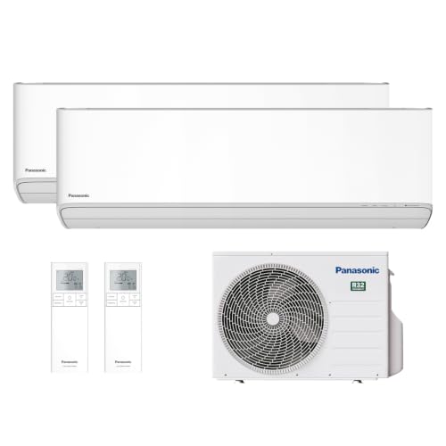 Panasonic Dual Split Klimaanlage Etherea 7000+12000 BTU, WiFi, NanoeX | Klimagerät mit 2 Innengeräten, A+++ Kühlen, A++ Heizen, Leise 21 dB(A), mit Wärmepumpe