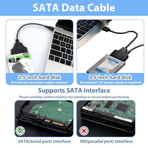 SATA USB Adapter für Externen und Internen Festplatten 2,5 & 3,5 SSD / HDD