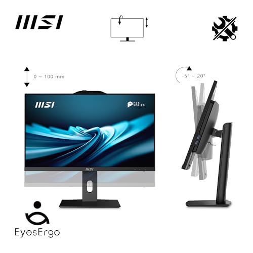MSI PRO AP242P 14M-635DE AIO Desktop PC, 23,8 Zoll FHD IPS 100 Hz Bildschirm, i5-14400, 8 GB DDR5 RAM, 512GB PCIe NVMe SSD, WiFi 6E, Webcam - Tastatur, Maus, Windows 11 Pro - schwarz