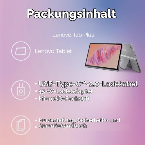 Lenovo Tab Plus, 2K-Display 11,5 Zoll - (MediaTek Helio G99 Prozessor, 8 GB RAM, 128 GB Speicher, WiFi, Tablet Android 13) - Luna Grey, Exklusiv von Amazon