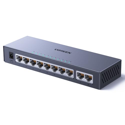 UGREEN 10-Port Gigabit LAN Switch Unmanaged, Metallgehäuse, Plug & Play